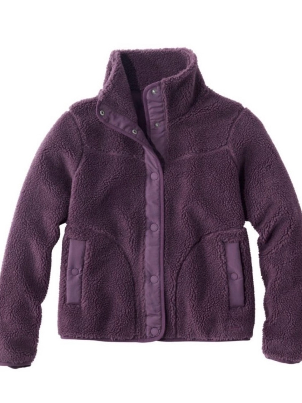 LL BEAN Sherpa Fleece Jacket Eggplant Size Large